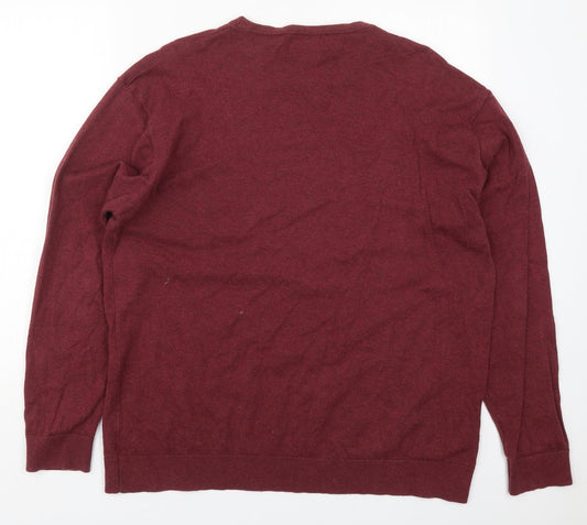 NEXT Mens Red Round Neck Cotton Pullover Jumper Size 2XL