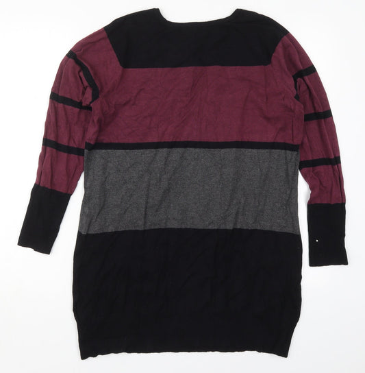 Klass Womens Purple Round Neck Striped Viscose Pullover Jumper Size L