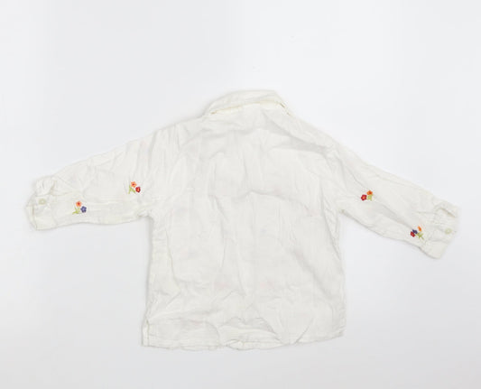 Adams Girls White Floral 100% Cotton Babydoll Pyjama Top Size 12-18 Months Button