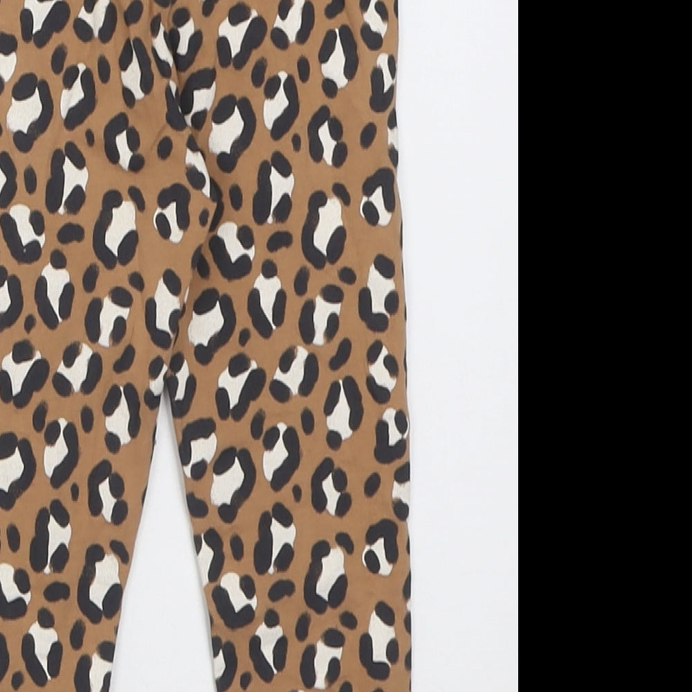 George Girls Brown Animal Print Cotton Capri Trousers Size 2-3 Years Regular Pullover