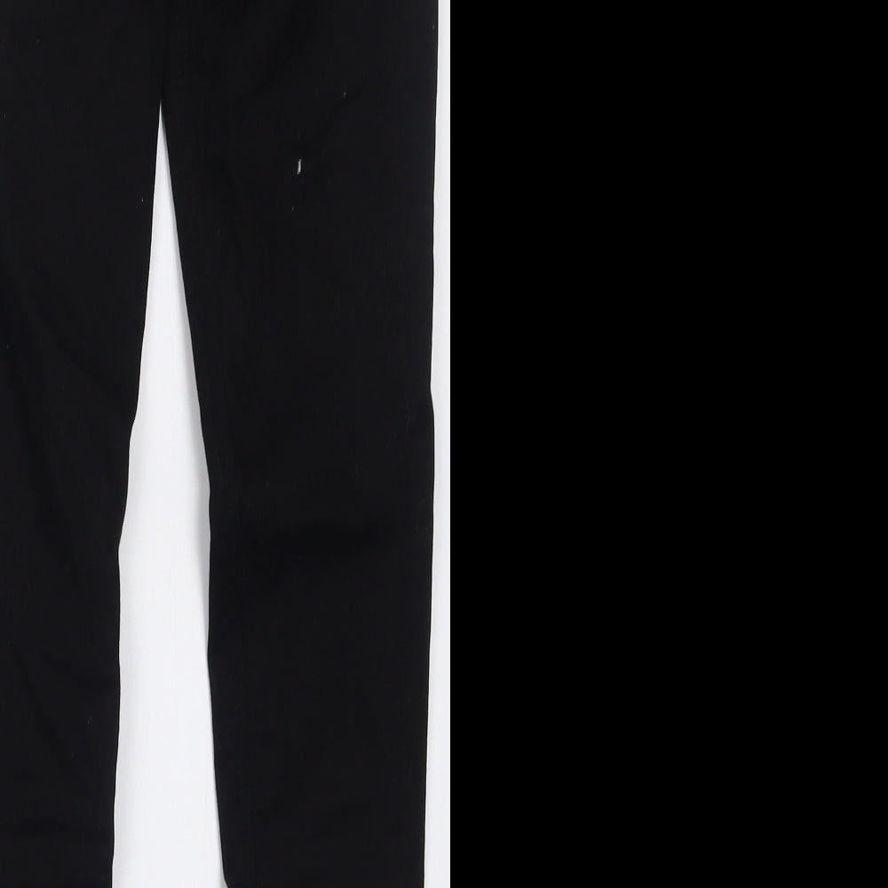Brand and care label for Topshop women’s black cotton skinny jeans, size UK 28, 32-inch leg regular button