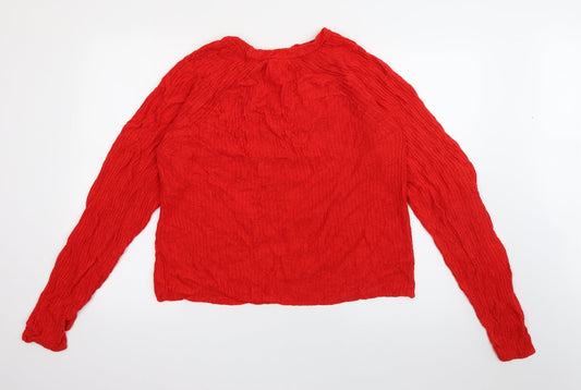 Primark Womens Red Round Neck Acrylic Pullover Jumper Size M