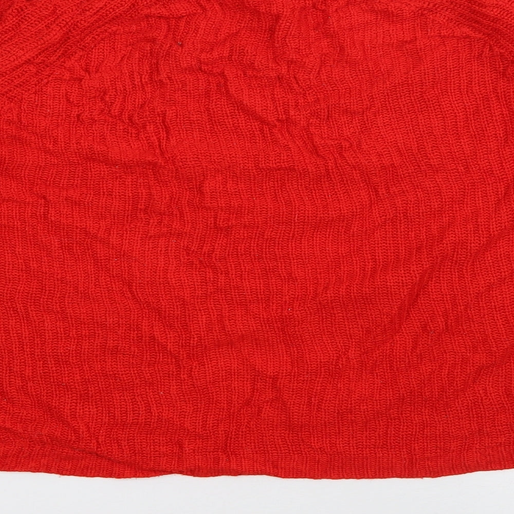 Primark Womens Red Round Neck Acrylic Pullover Jumper Size M
