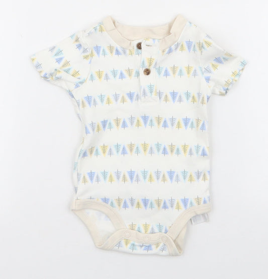 Disney Baby Baby White Geometric 100% Cotton Babygrow One-Piece Size 3-6 Months Snap - Winnie the pooh