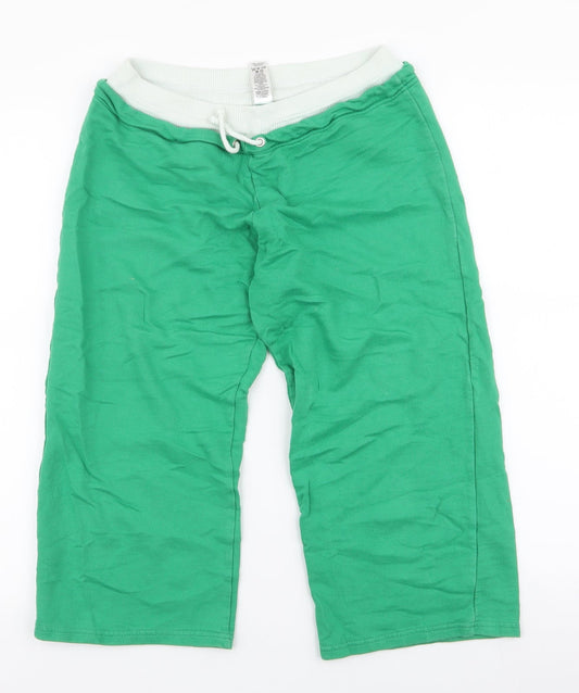Additional front view of Dunnes women’s green cotton sweat shorts, size UK 26, regular drawstring