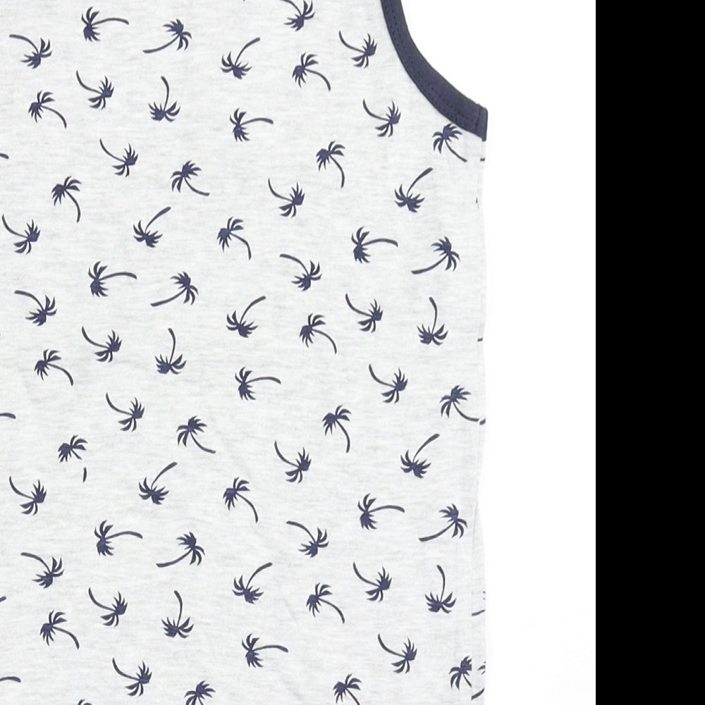 Rebel Boys Grey Cotton Basic Tank Size 7-8 Years Round Neck Pullover - Palm Trees