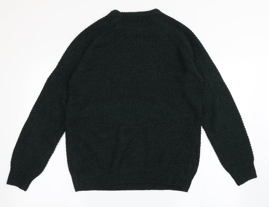 Cedar Wood State Mens Green Round Neck Acrylic Pullover Jumper Size S