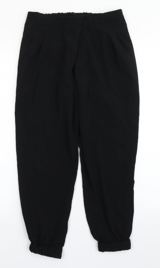 Additional front view of Topshop women’s black polyester trousers, size UK 10, 24-inch leg regular