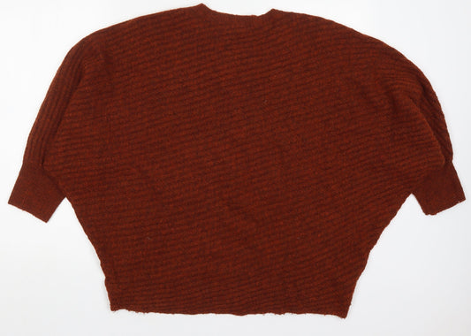 F&F Womens Brown Round Neck Acrylic Pullover Jumper Size 12