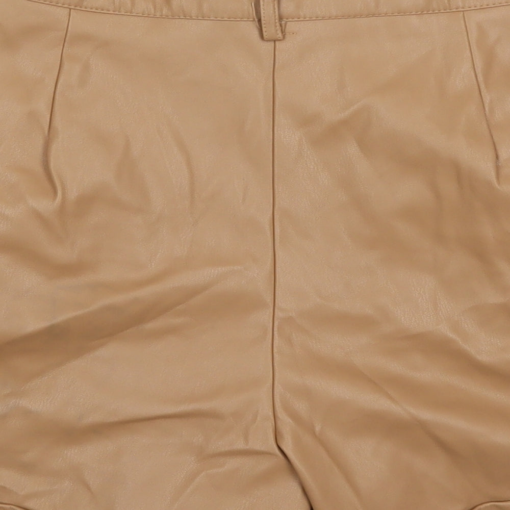 Primark Womens Brown Polyurethane Bermuda Shorts Size 12 L3 in Regular Hook & Eye