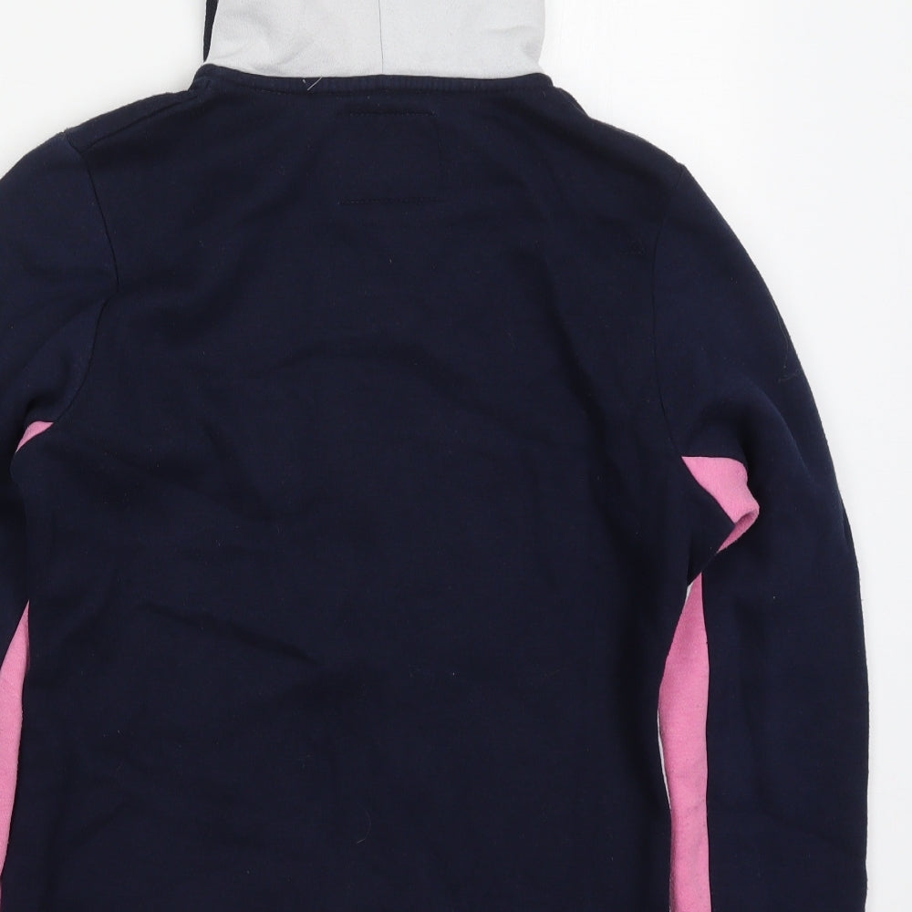 Play it Womens Blue Colourblock Cotton Full Zip Hoodie Size M Zip - Pink