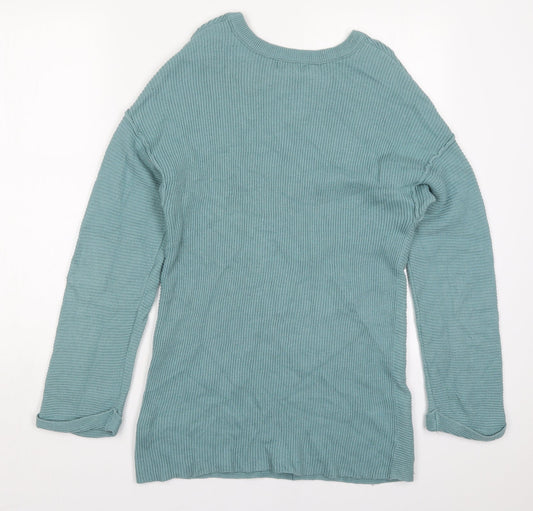 Primark Womens Blue Round Neck Cotton Pullover Jumper Size 10