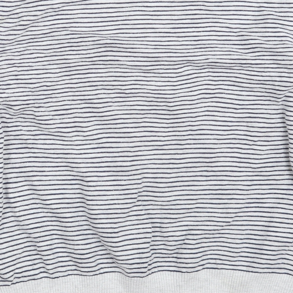 Gap Mens White Square Neck Striped Cotton Pullover Jumper Size M