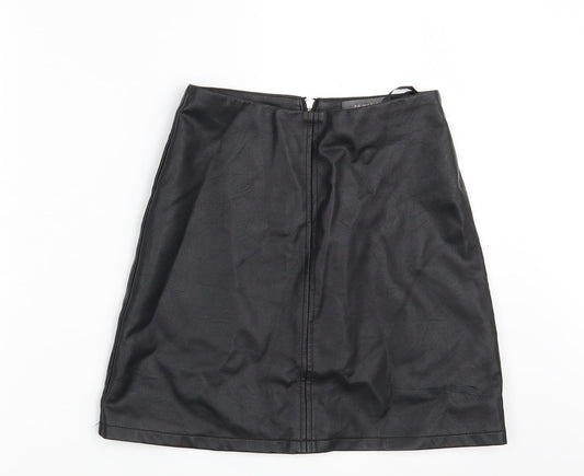 Primark Womens Black Polyester A-Line Skirt Size 6 Zip