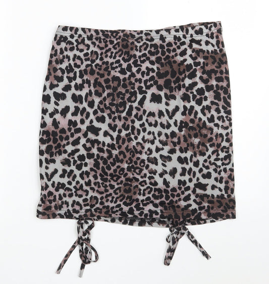 SheIn Womens Brown Animal Print Polyester Straight & Pencil Skirt Size L