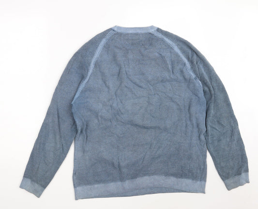 NEXT Mens Blue Round Neck Cotton Pullover Jumper Size M