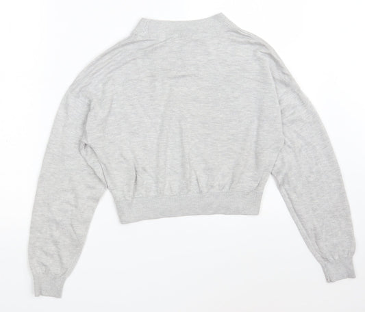 H&M Womens Grey Acrylic Pullover Sweatshirt Size XS - Cropped