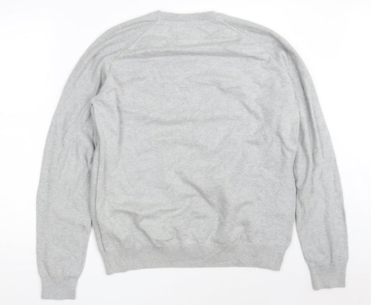 Threadbare Mens Grey Round Neck Cotton Pullover Jumper Size L