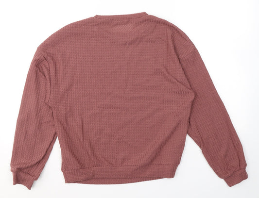 SheIn Womens Red Round Neck  Polyester Pullover Jumper Size S