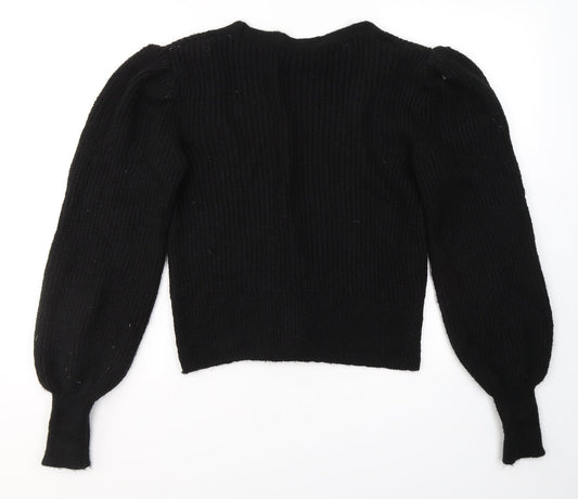 George Womens Black V-Neck Acrylic Cardigan Jumper Size S