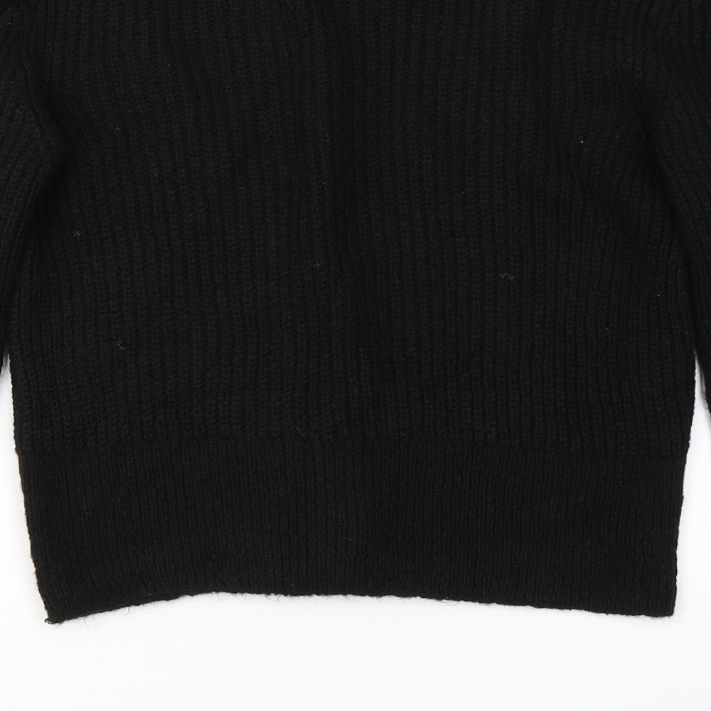 George Womens Black V-Neck Acrylic Cardigan Jumper Size S