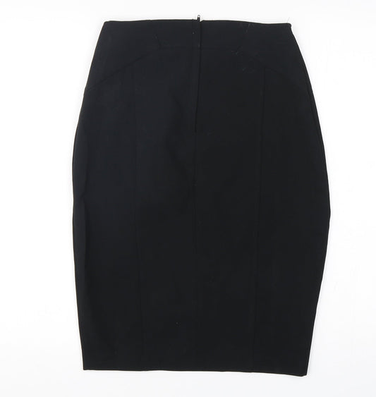 Dorothy Perkins Womens Black Polyester Straight & Pencil Skirt Size 8 Zip