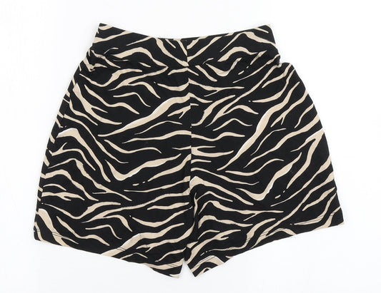 Peacocks Womens Black Animal Print Viscose Sailor Shorts Size 8  Regular Pull On