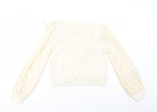 SheIn Womens Ivory Crew Neck  Polyester Pullover Jumper Size S