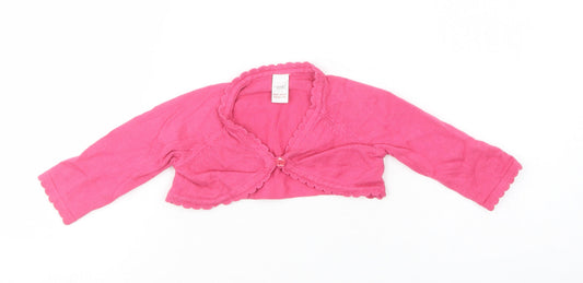 NEXT Baby Pink Cotton Shrug Jumper Size 3-6 Months Button
