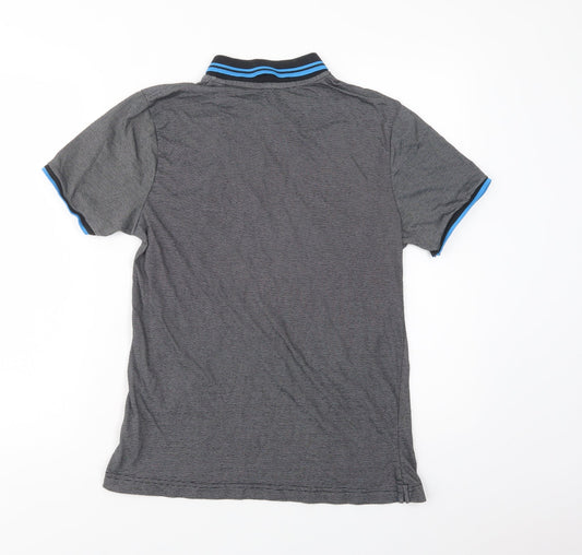 Urban Spirit Mens Grey Striped Cotton Polo Size S Collared Button