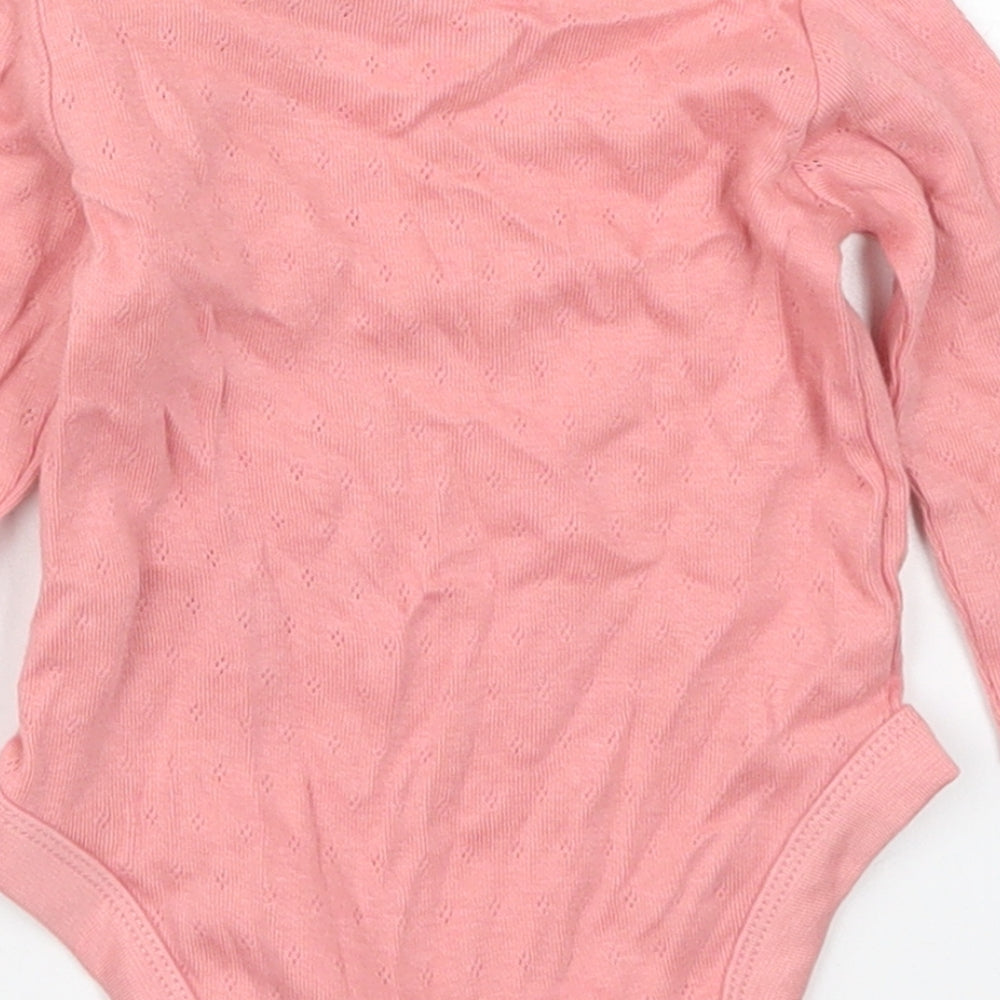 F&F Girls Pink Cotton Babygrow One-Piece Size 0-3 Months Button