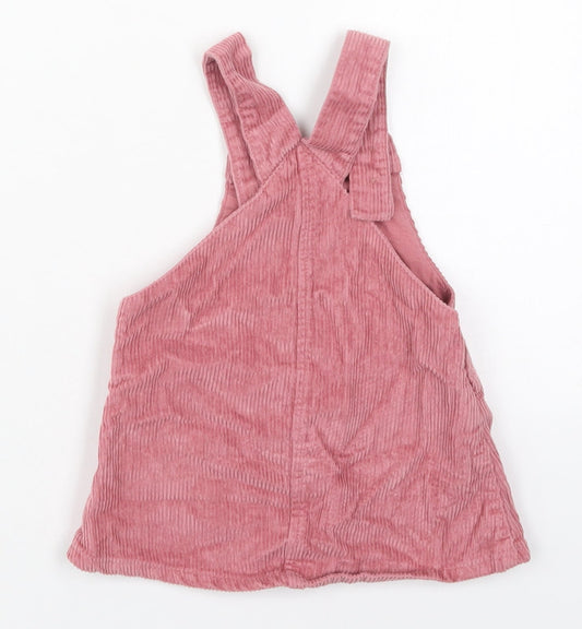 NEXT Girls Pink Cotton A-Line Size 6-9 Months Square Neck Button