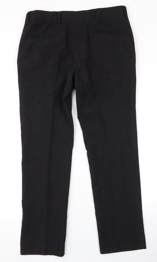 NEXT Mens Black Polyester Dress Pants Trousers Size 32 L29 in Regular Zip