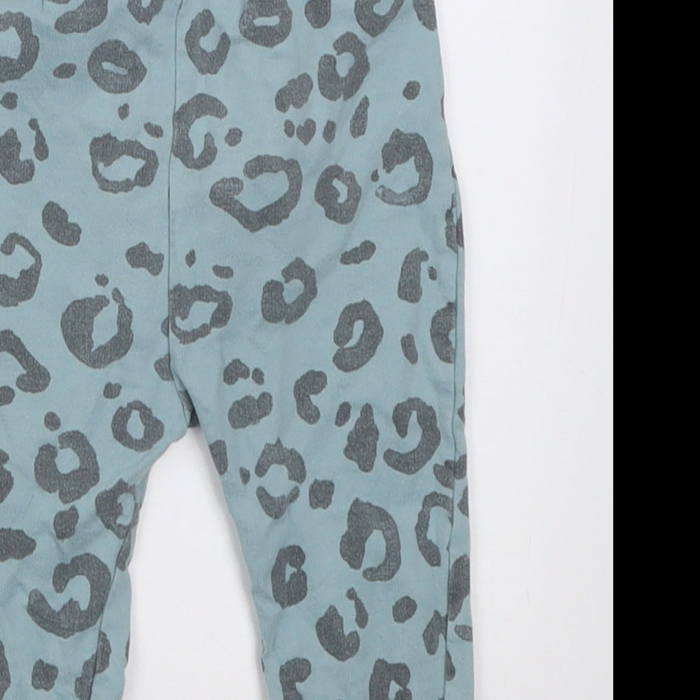 George Girls Blue Animal Print Cotton Jogger Trousers Size 12-18 Months Tie