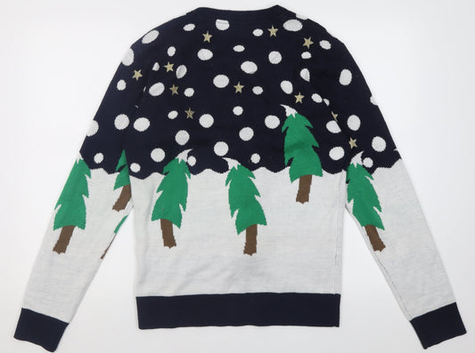 Brave Soul Mens Multicoloured Crew Neck Geometric Acrylic Pullover Jumper Size S - chrismas jumper