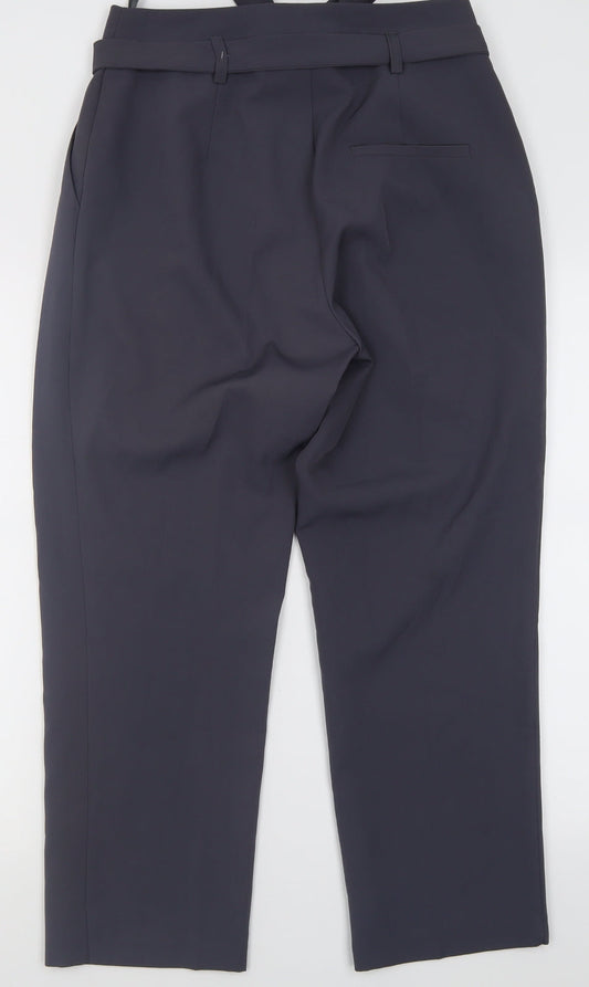 New Look Womens Grey Polyester Trousers Size 12 L28 in Regular Button