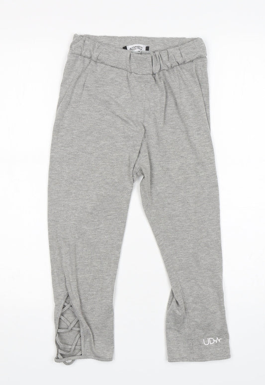 Additional front view of Missguided women’s grey viscose compression shorts, size UK 8, 18-inch leg regular