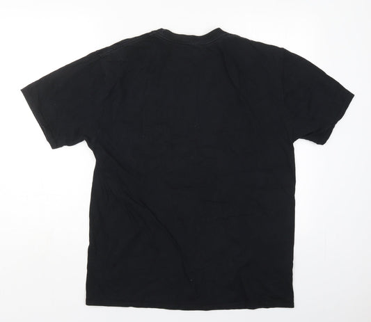 Gildan Mens Black Cotton T-Shirt Size L Crew Neck - Bullet Club