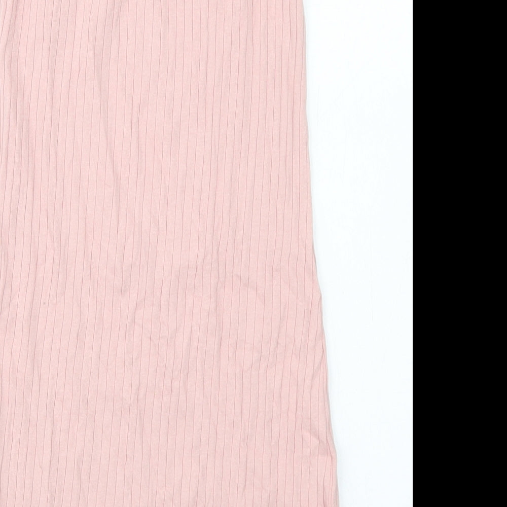 SheIn Girls Pink Cotton Pencil Dress Size 10 Years Off the Shoulder - Lettuce Edging