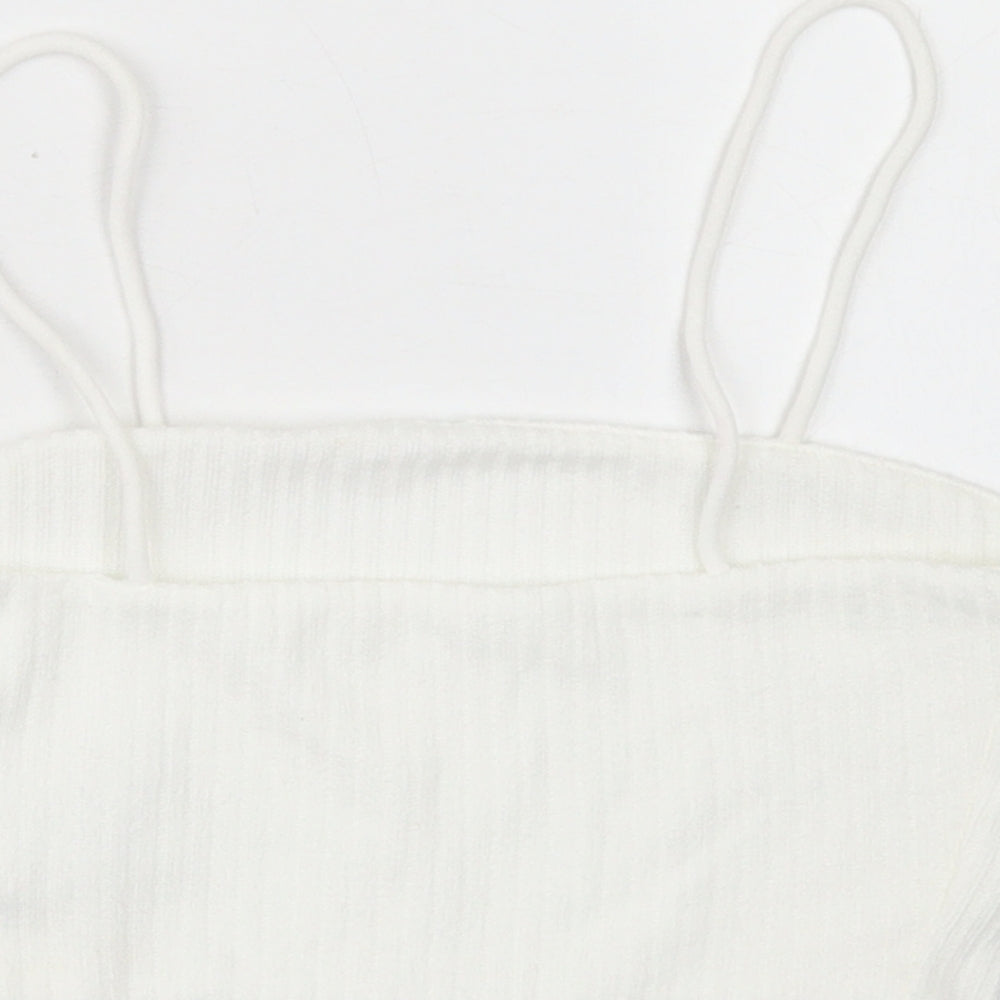 SheIn Womens White Polyester Cropped Tank Size XS Square Neck