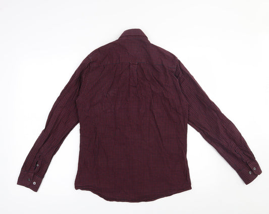 Mens UK Size S Burton Red Button-Up Long Sleeve Casual Shirt