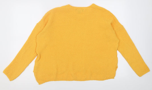 Primark Womens Yellow V-Neck Polyester Pullover Jumper Size S