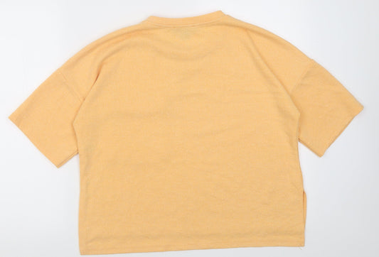 Primark Womens Orange Polyester Cropped T-Shirt Size M Crew Neck