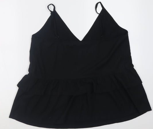 George Womens Black Polyester Basic Tank Size 14 V-Neck