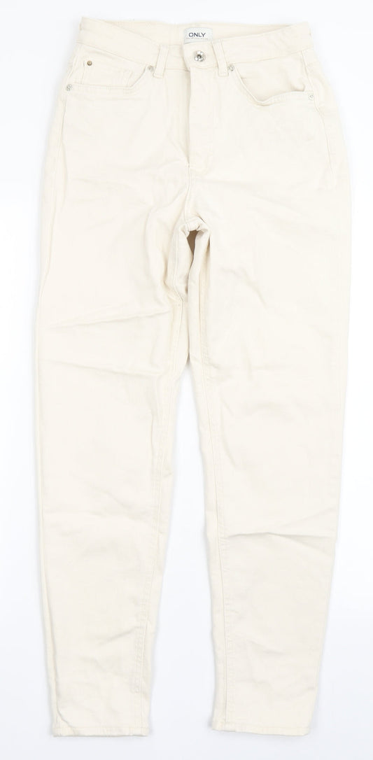 Additional front view of Only women’s ivory cotton skinny jeans, size S, 27.5-inch leg regular button