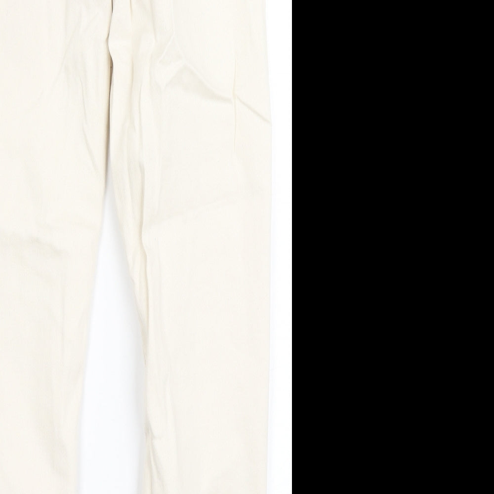 Brand and care label for Only women’s ivory cotton skinny jeans, size S, 27.5-inch leg regular button
