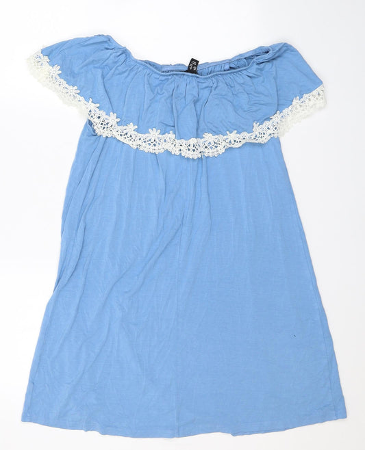New Look Womens Blue Acrylic Trapeze & Swing Size 12 Off the Shoulder