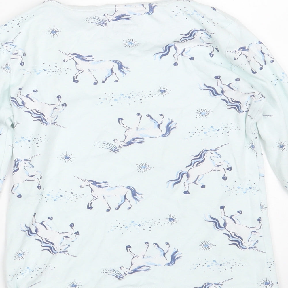 F&F Girls Blue Solid Cotton Top Pyjama Top Size 6-7 Years - Unicorn