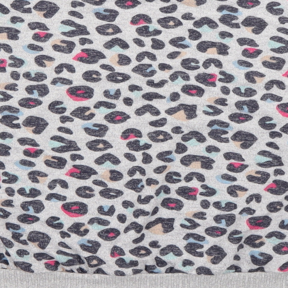 Marks and Spencer Girls Grey Animal Print Viscose Pullover Sweatshirt Size 11-12 Years