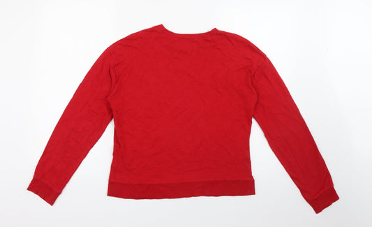 H&M Womens Red Cotton Pullover Sweatshirt Size XS